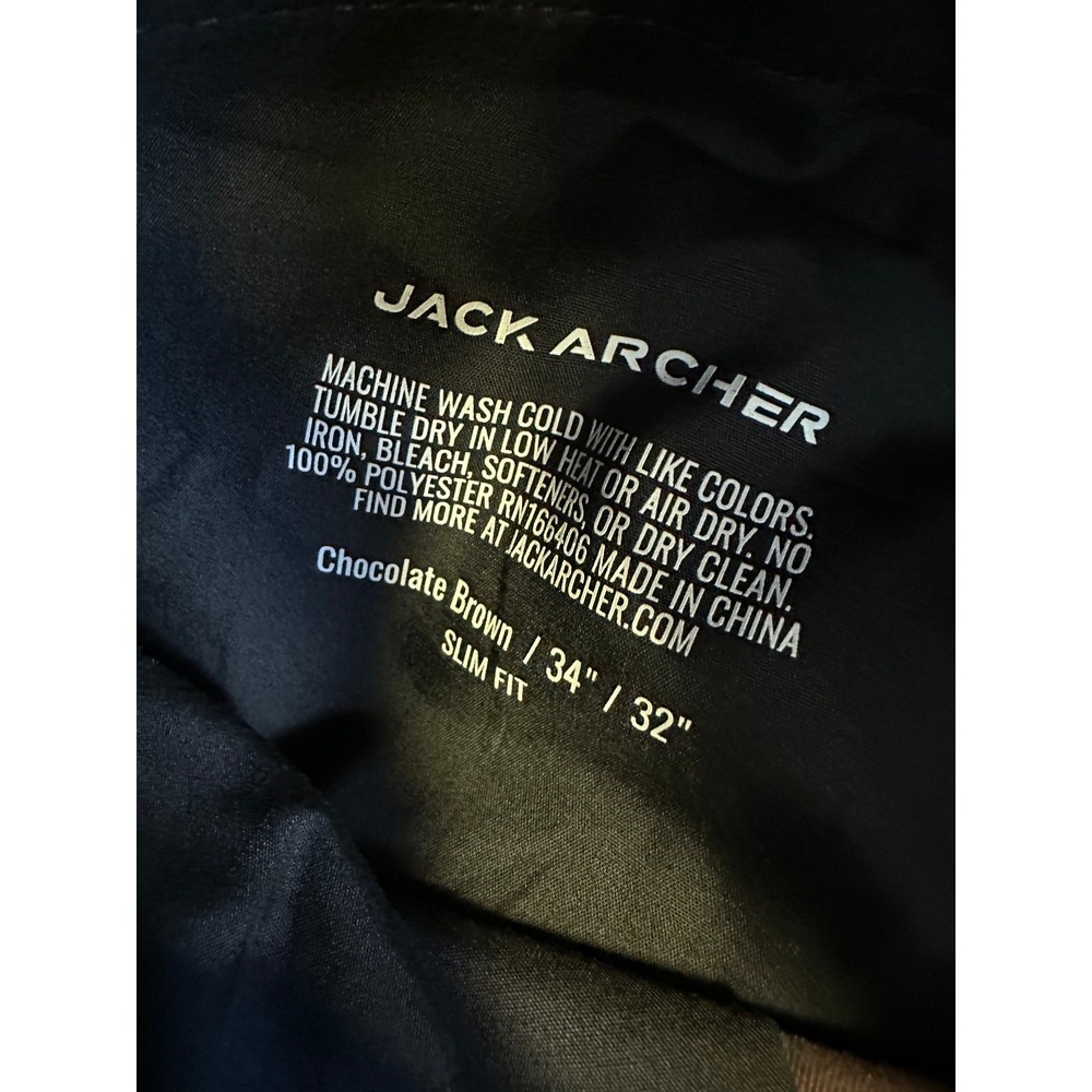 Jack Archer Jetsetter Tech Pants 34 x 32 Slim Fit Chocolate Brown Performance - Picture 7 of 12